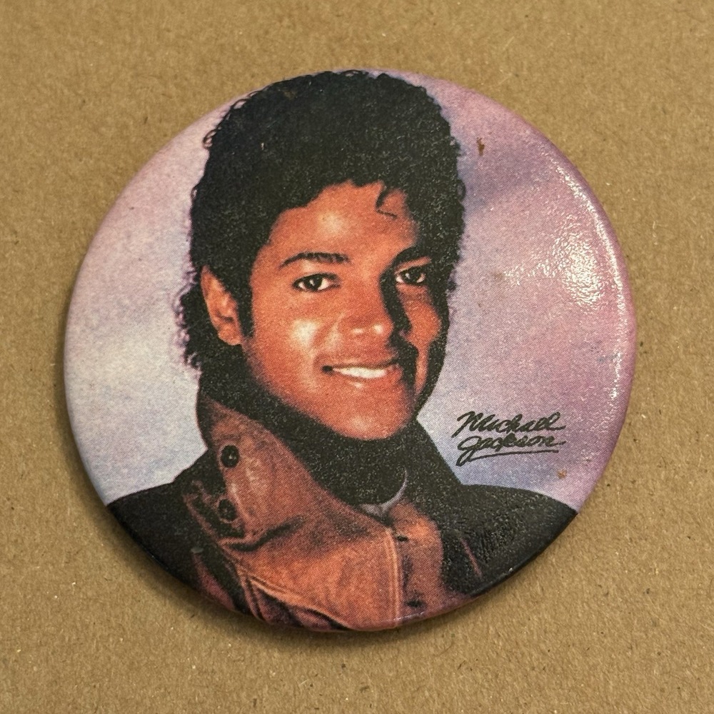 Michael Jackson Music 1980s Vintage Pinback Button Pin Round Circle